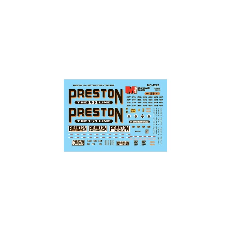MICROSCALE DECAL MC-4242 - PRESTON 151 LINE TRACTOR & TRAILER - HO SCALE