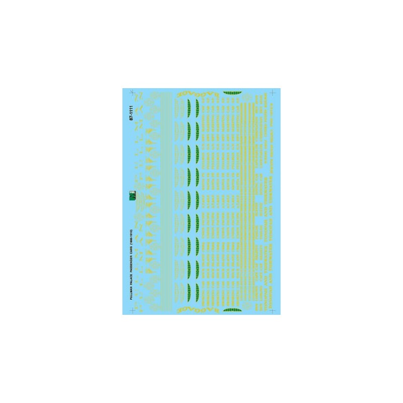 MICROSCALE DECAL 87-1111 - PULLMAN PASSENGER CARS - HO SCALE