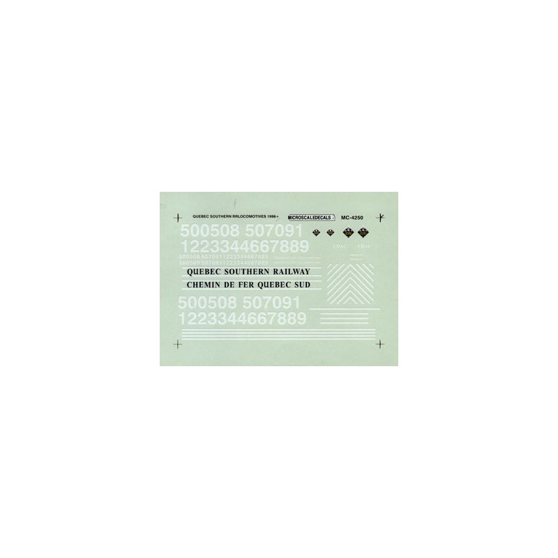 MICROSCALE DECAL MC-4250 - QUEBEC SOUTHERN DIESEL LOCOMOTIVES - HO SCALE