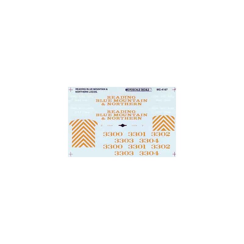 MICROSCALE DECAL MC-4167NOS - READING BLUE MOUNTAIN & NORTHERN DIESEL LOCOMOTIVES - HO SCALE