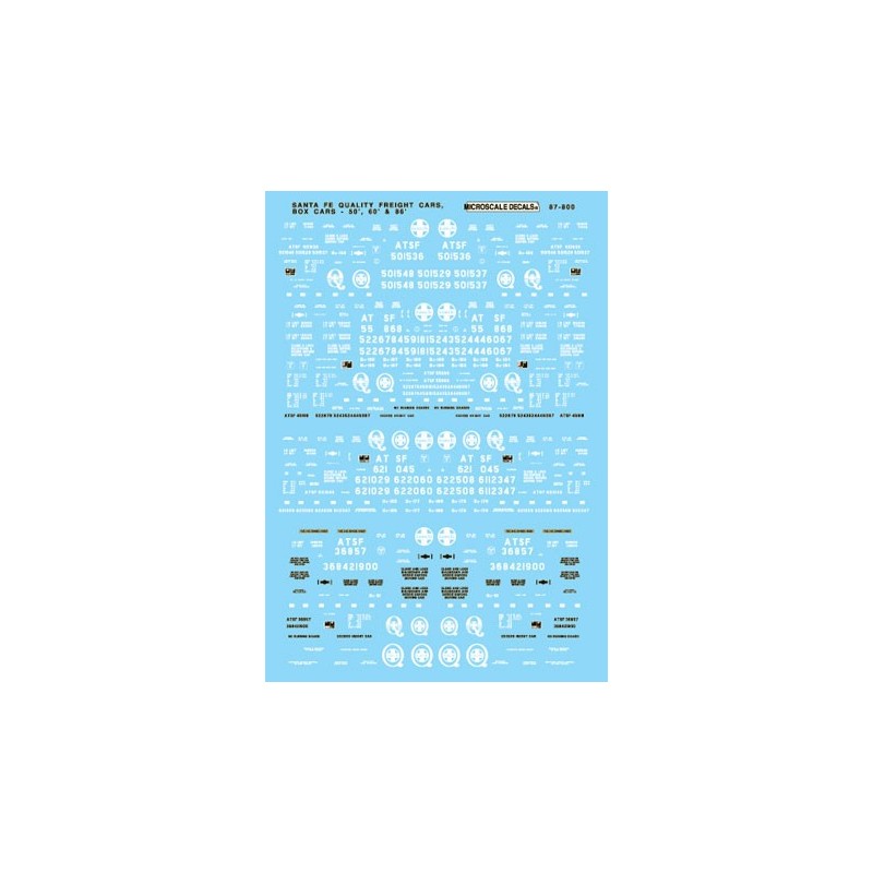 MICROSCALE DECAL 87-800 - SANTA FE  FREIGHT CARS - HO SCALE