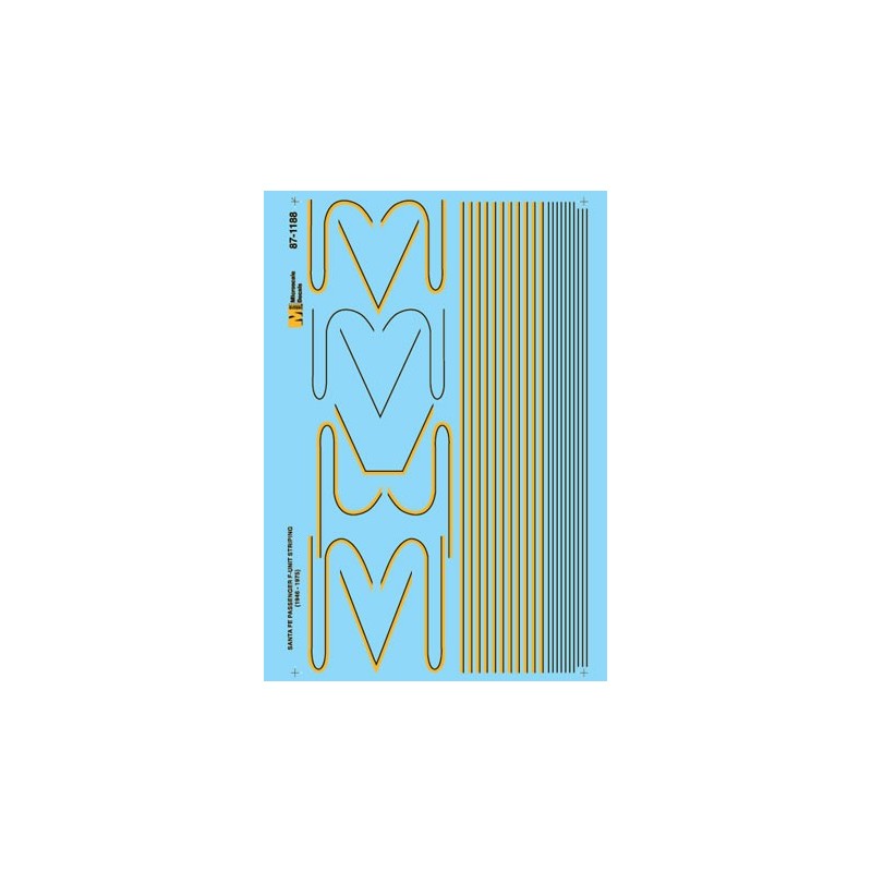 MICROSCALE DECAL 87-1188 - SANTA FE  DIESEL LOCOMOTIVE STRIPES - HO SCALE
