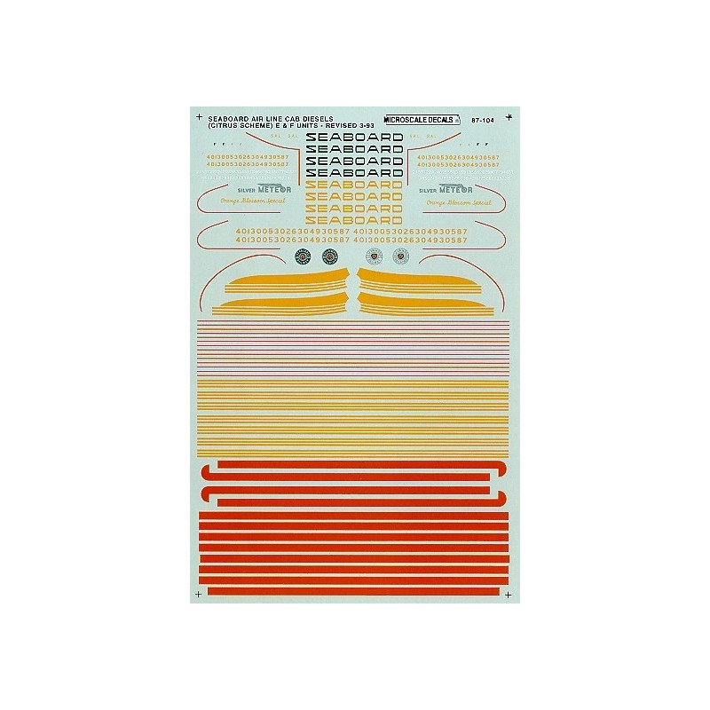MICROSCALE DECAL 87-104 - SEABOARD AIR LINE DIESEL LOCOMOTIVES - HO SCALE