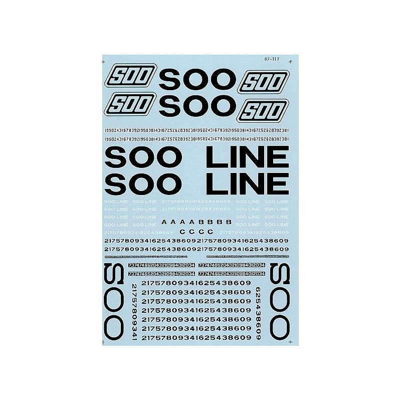 MICROSCALE DECAL 87-117 - SOO LINE DIESEL LOCOMOTIVES - HO SCALE
