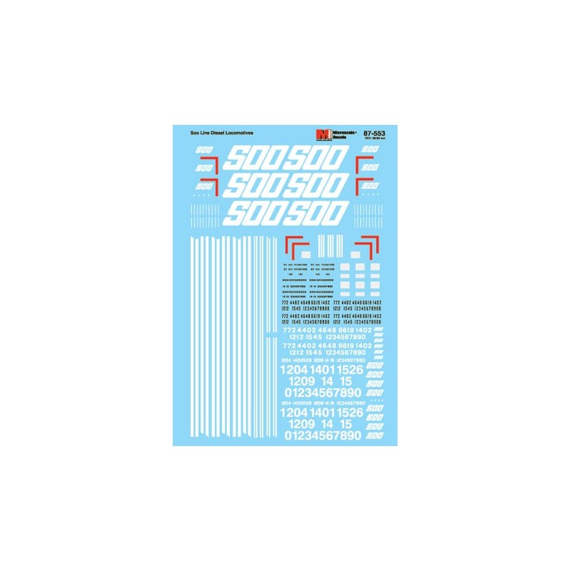 MICROSCALE DECAL 87-553 - SOO LINE DIESEL LOCOMOTIVES - HO SCALE