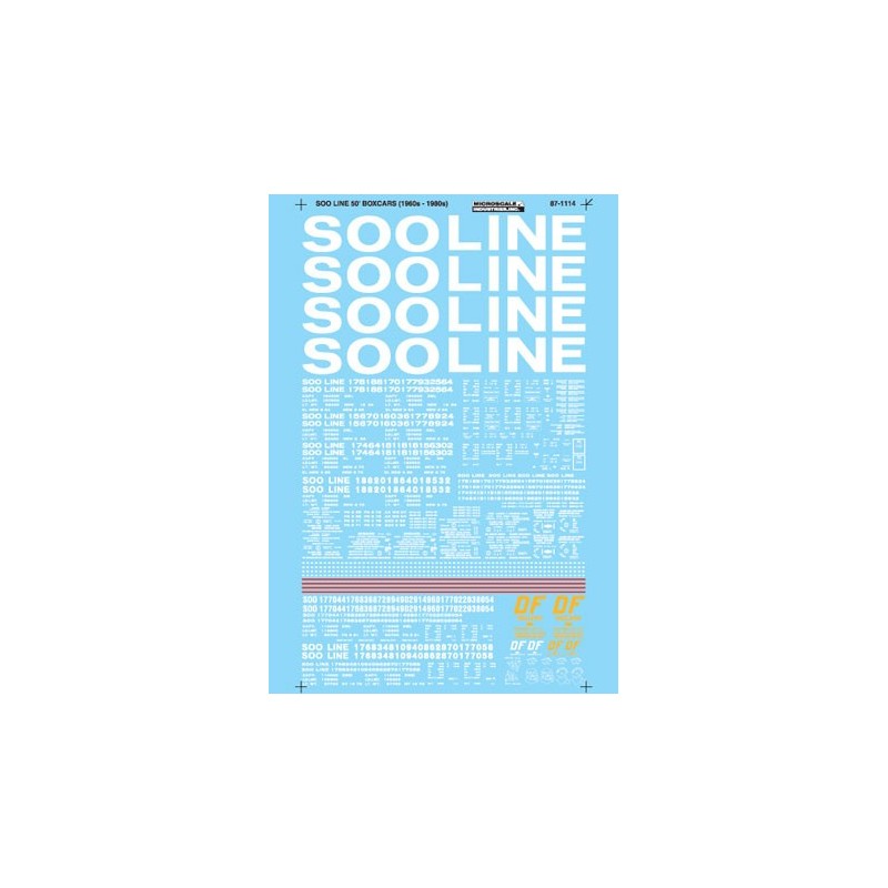MICROSCALE DECAL 87-1114 - SOO LINE 50' BOXCARS - HO SCALE