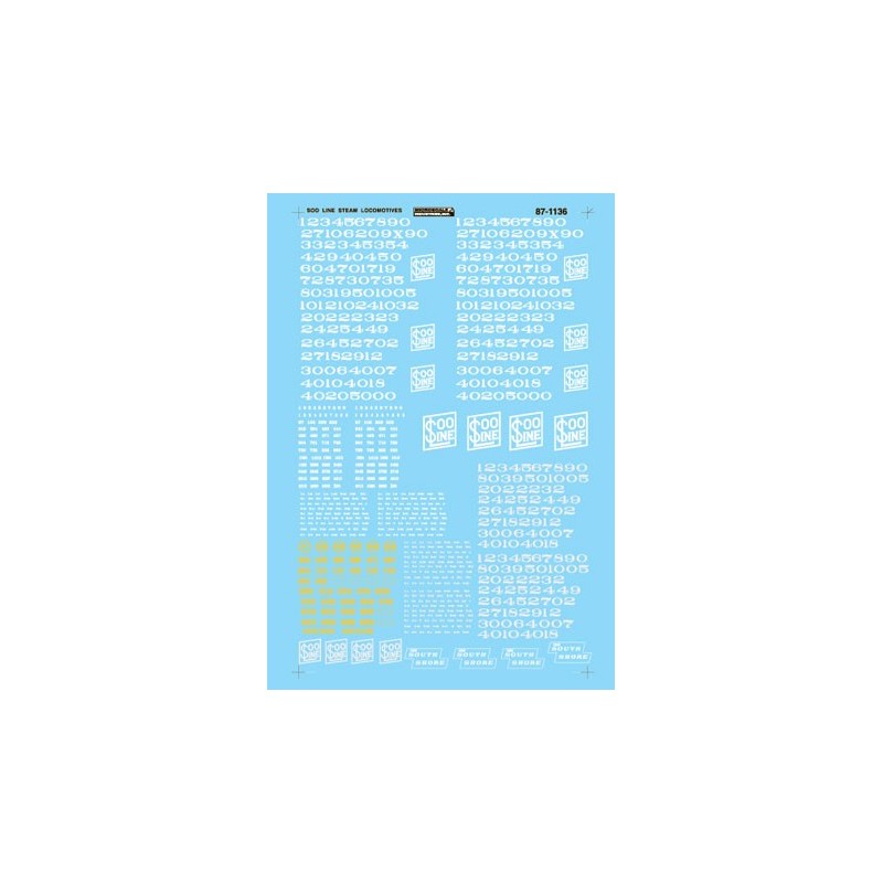 MICROSCALE DECAL 87-1136 - SOO LINE STEAM LOCOMOTIVES - HO SCALE
