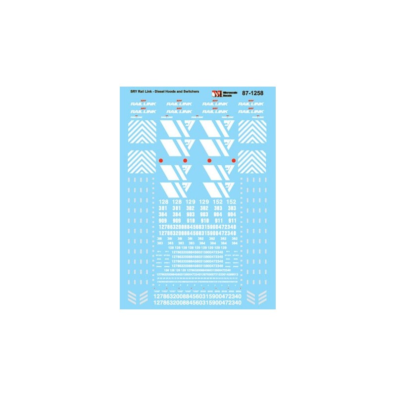 MICROSCALE DECAL 87-1258 - SRY RAIL LINK DIESEL LOCOMOTIVES - HO SCALE