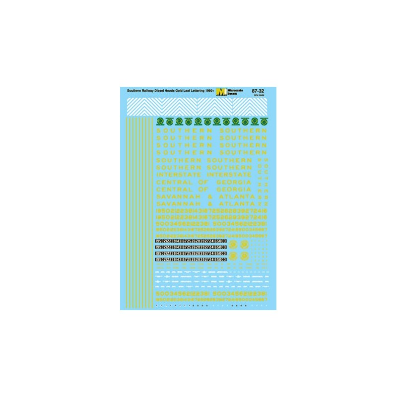 MICROSCALE DECAL 87-32 - SOUTHERN DIESEL LOCOMOTIVES - HO SCALE