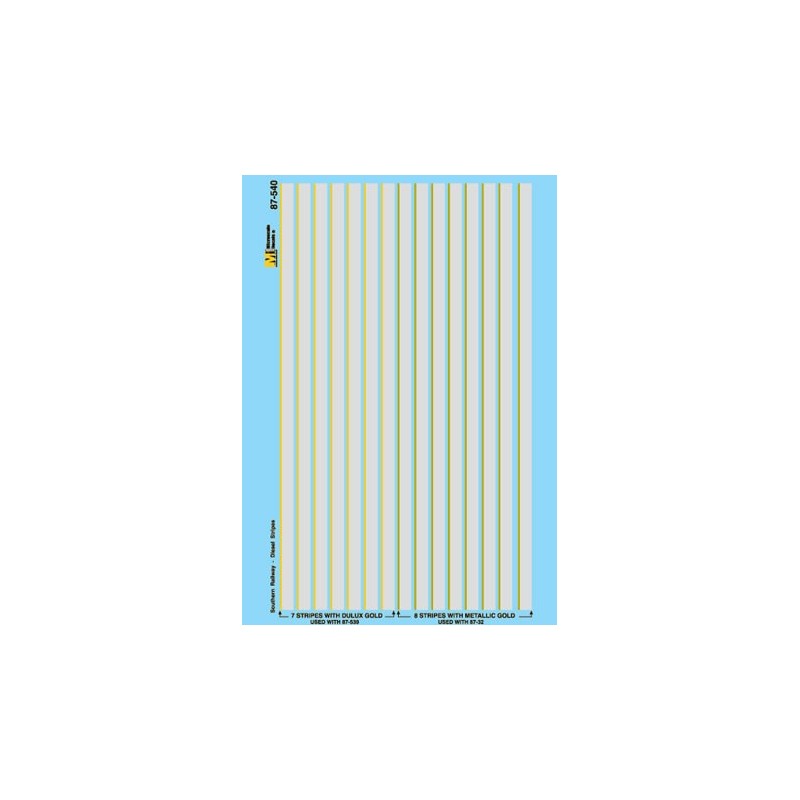 MICROSCALE DECAL 87-540 - SOUTHERN DIESEL LOCOMOTIVE STRIPES - HO SCALE