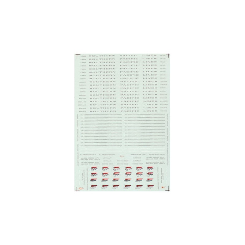 MICROSCALE DECAL 87-34 - SOUTHERN PACIFIC PASSENGER CARS - HO SCALE