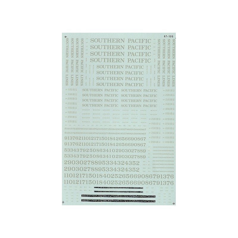 MICROSCALE DECAL 87-105 - SOUTHERN PACIFIC LIGHT STEAM LOCOMOTIVES - HO SCALE