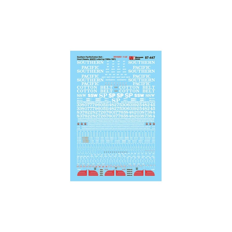 MICROSCALE DECAL 87-447 - SOUTHERN PACIFIC / COTTON BELT DIESEL LOCOMOTIVES - HO SCALE