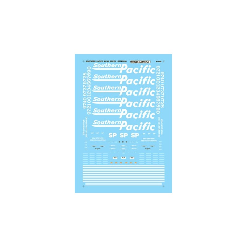 MICROSCALE DECAL 87-646NOS - SOUTHERN PACIFIC GP-60 DIESEL LOCOMOTIVES - HO SCALE