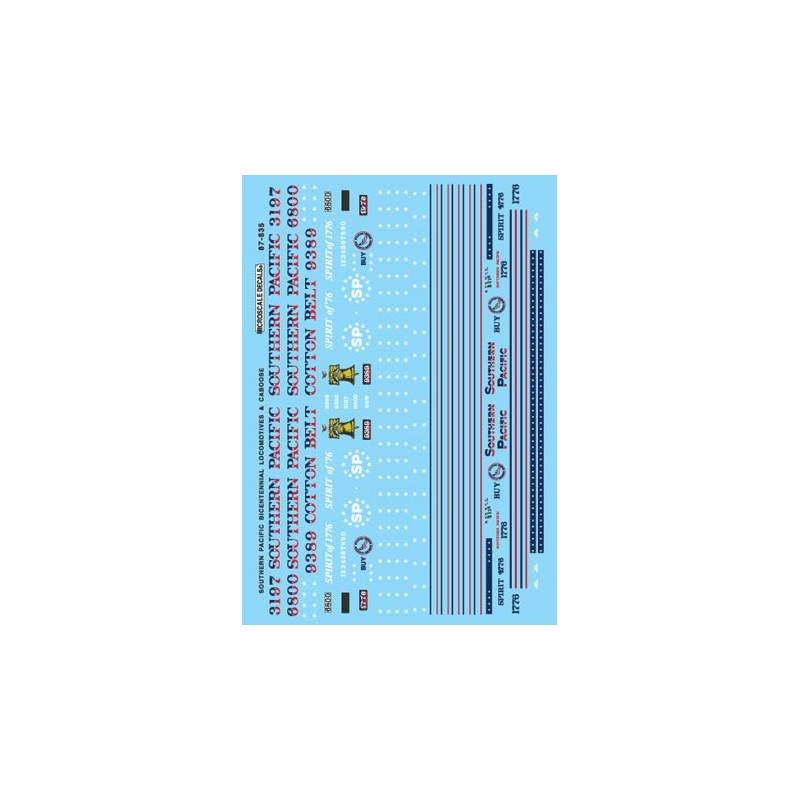 MICROSCALE DECAL 87-835 - SOUTHERN PACIFIC / COTTON BELT DIESEL LOCOMOTIVES & CABOOSES - HO SCALE