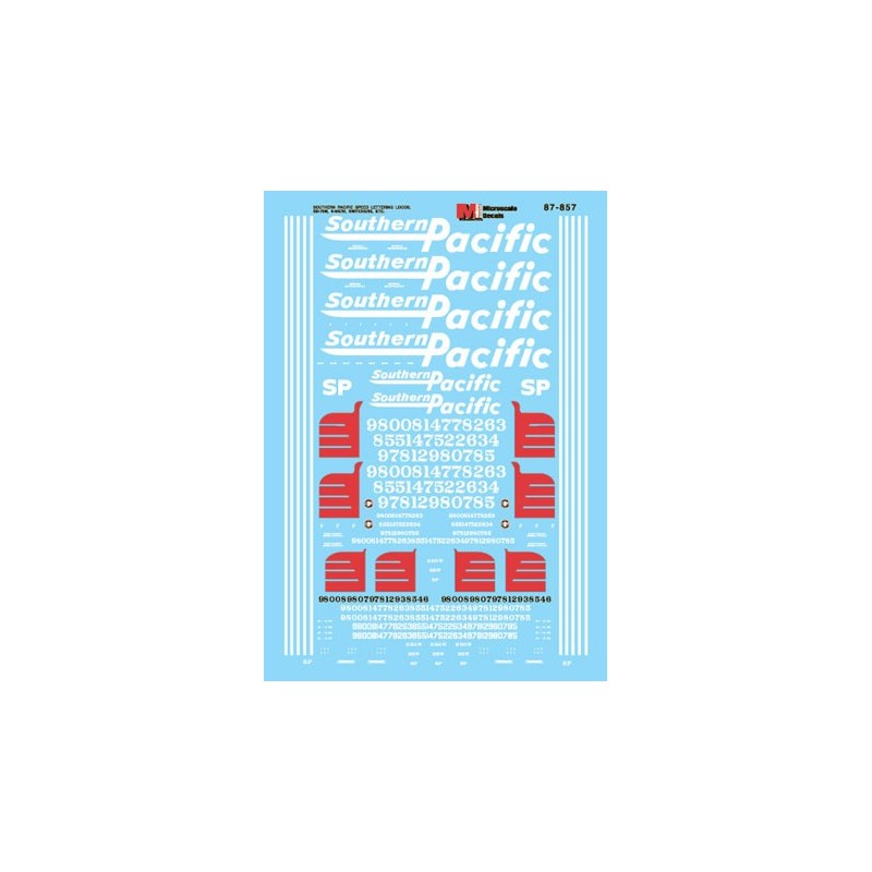 MICROSCALE DECAL 87-857 - SOUTHERN PACIFIC DIESEL LOCOMOTIVES - HO SCALE