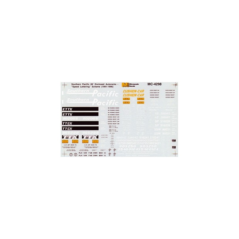 MICROSCALE DECAL MC-4298 - SOUTHERN PACIFIC AUTORACK - HO SCALE