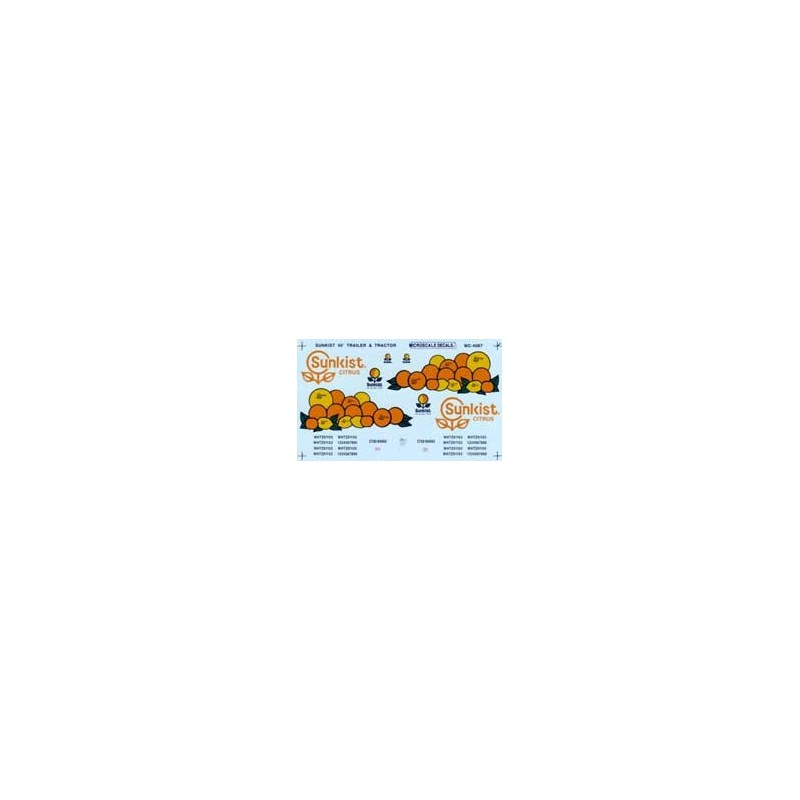 MICROSCALE DECAL MC-4087 - SUNKIST 40' TRAILER - HO SCALE