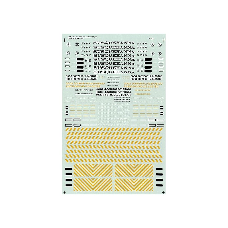 MICROSCALE DECAL 87-531 - SUSQUEHANNA DIESEL LOCOMOTIVES - HO SCALE