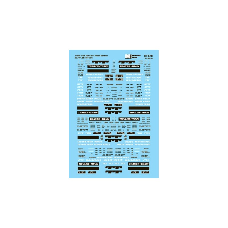 MICROSCALE DECAL 87-578 - TRAILER TRAIN  FLAT CARS - HO SCALE