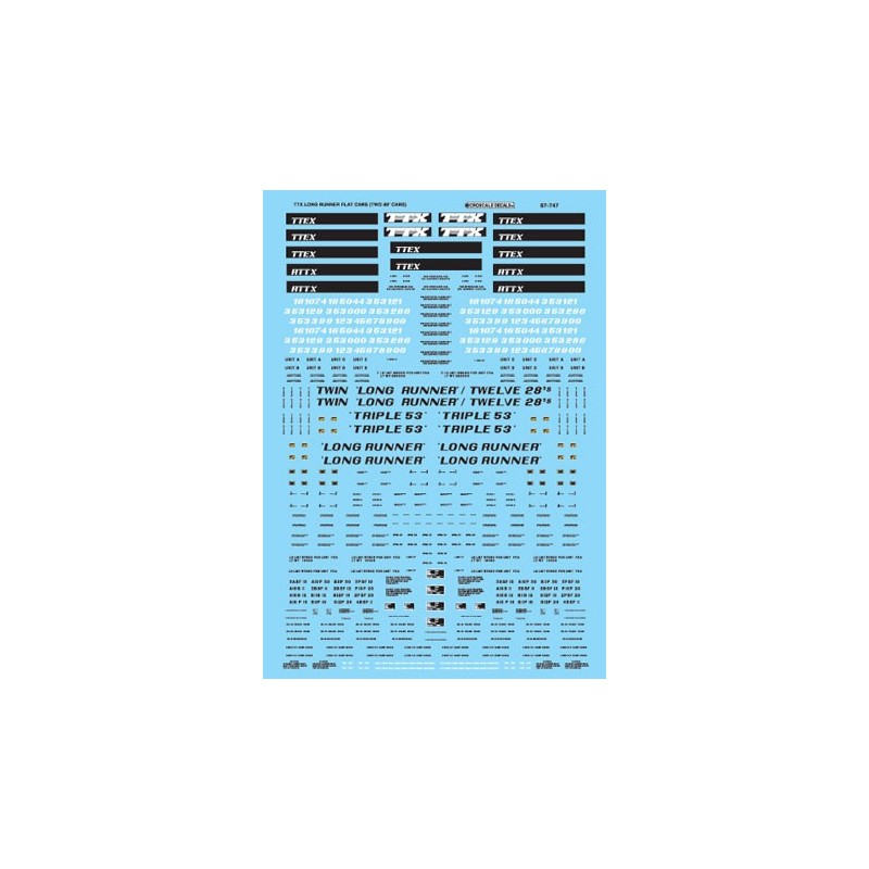MICROSCALE DECAL 87-747 - TRAILER TRAIN  LONG RUNNER - HO SCALE