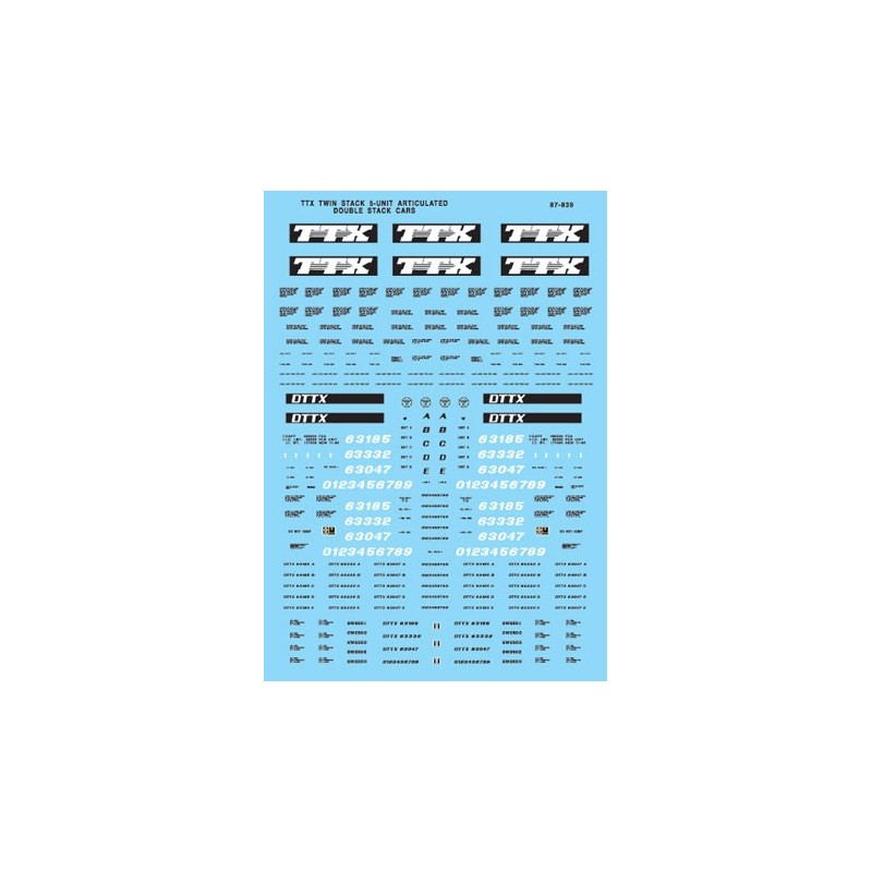 MICROSCALE DECAL 87-839 - TTX DOUBLE STACK CARS - HO SCALE