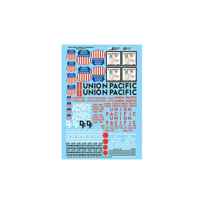 MICROSCALE DECAL 87-7 - UNION PACIFIC FREIGHT CARS - HO SCALE