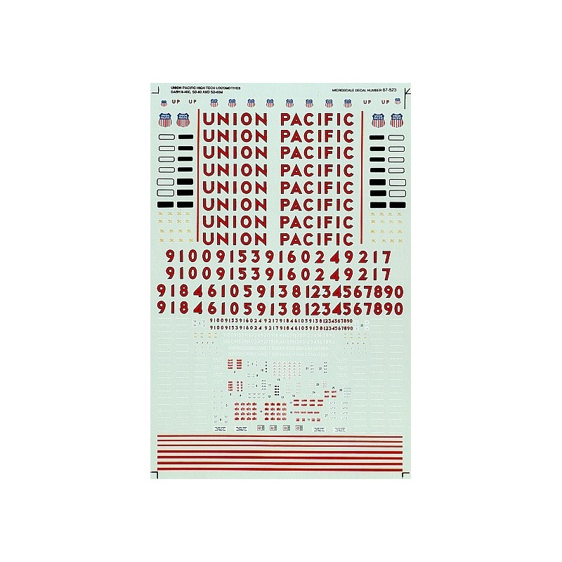 MICROSCALE DECAL 87-523 - UNION PACIFIC DIESEL LOCOMOTIVES - HO SCALE