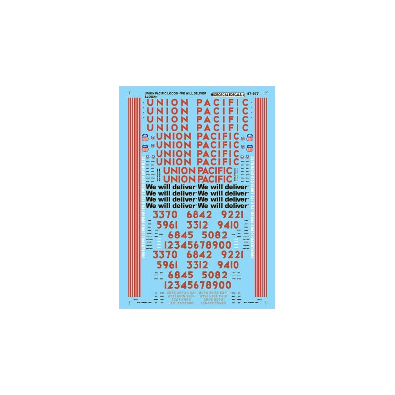 MICROSCALE DECAL 87-977 - UNION PACIFIC DIESEL LOCOMOTIVES - HO SCALE