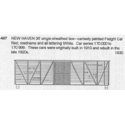 CDS DRY TRANSFER HO-467  NEW HAVEN 36' BOXCAR - HO SCALE