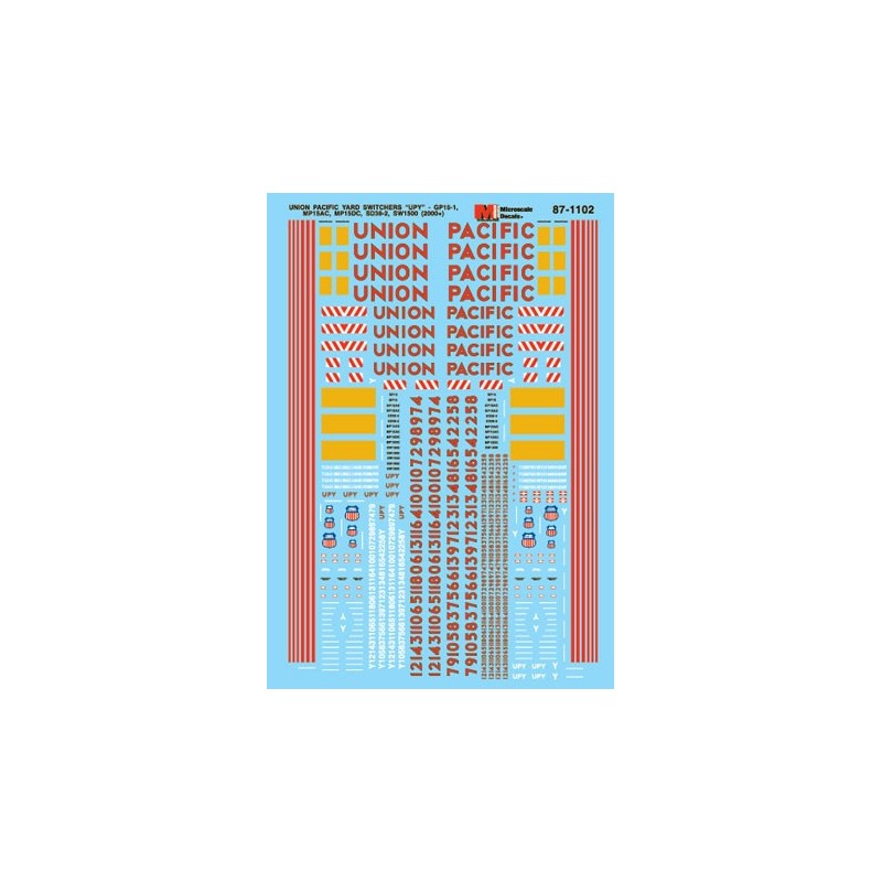 MICROSCALE DECAL 87-1102 - UNION PACIFIC DIESEL LOCOMOTIVES - HO SCALE