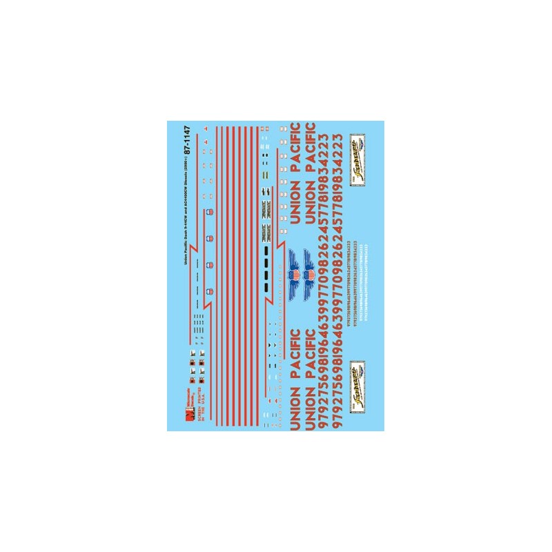 MICROSCALE DECAL 87-1147 - UNION PACIFIC DIESEL LOCOMOTIVES - HO SCALE