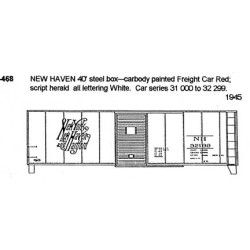 CDS DRY TRANSFER HO-468  NEW HAVEN 40' BOXCAR - HO SCALE