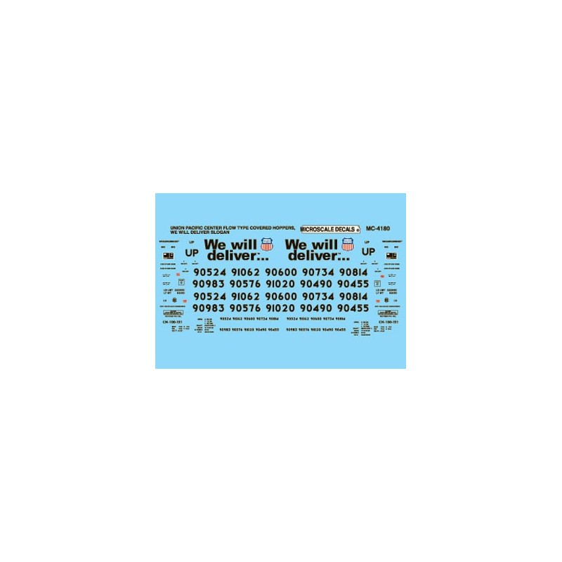 MICROSCALE DECAL MC-4180 - UNION PACIFIC COVERED HOPPERS - HO SCALE