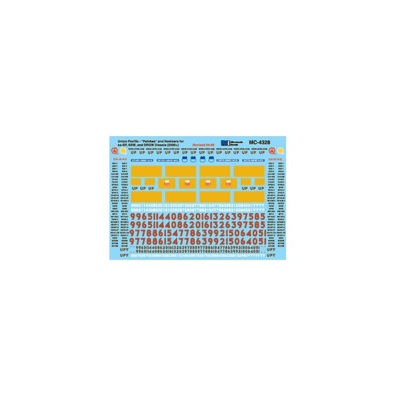 MICROSCALE DECAL MC-4328 - UNION PACIFIC DIESEL LOCOMOTIVES - HO SCALE