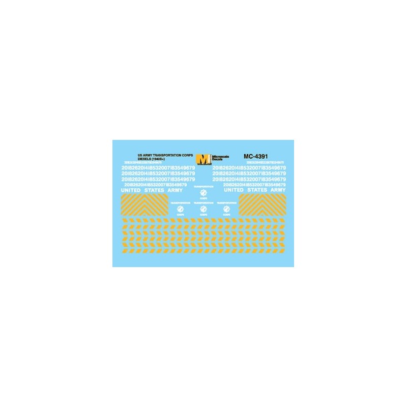 MICROSCALE DECAL MC-4391 - UNITED STATES ARMY DIESEL LOCOMOTIVES - HO SCALE