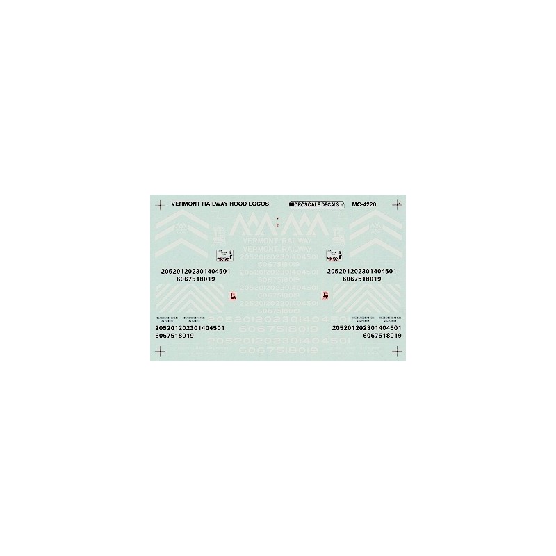 MICROSCALE DECAL MC-4220 - VERMONT RAILWAY DIESEL LOCOMOTIVES - HO SCALE