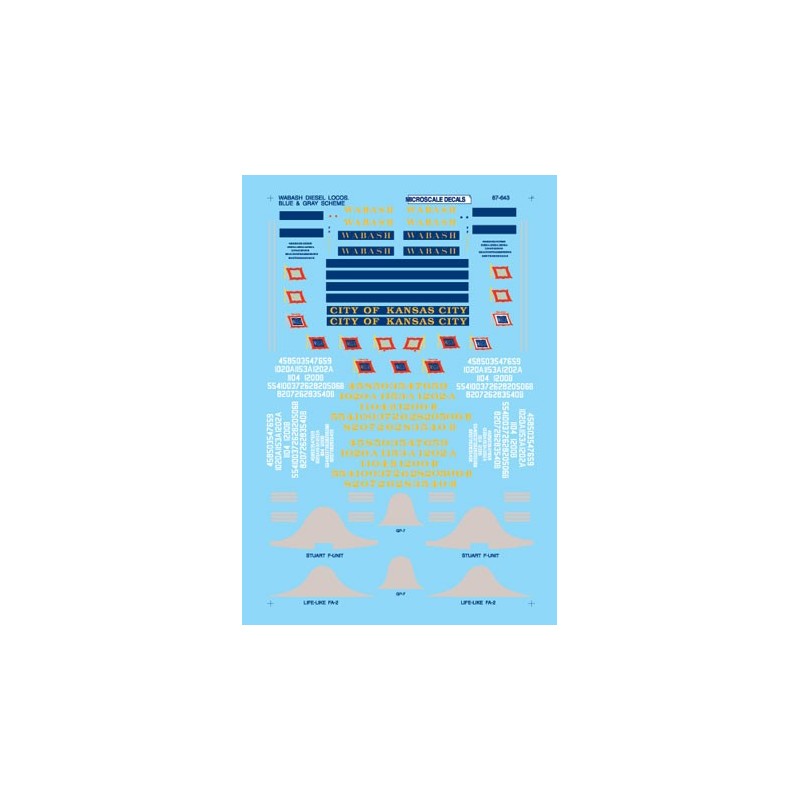 MICROSCALE DECAL 87-643 - WABASH DIESEL LOCOMOTIVES - HO SCALE