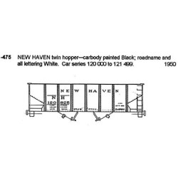 CDS DRY TRANSFER HO-475  NEW HAVEN 2 BAY HOPPER - HO SCALE