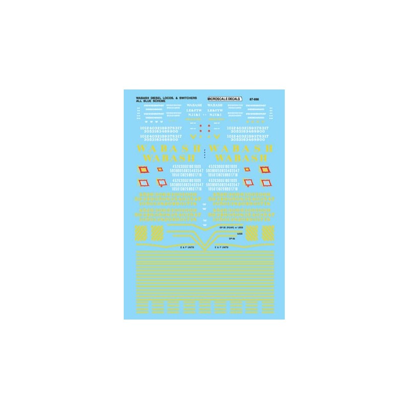 MICROSCALE DECAL 87-698 - WABASH DIESEL LOCOMOTIVES - HO SCALE