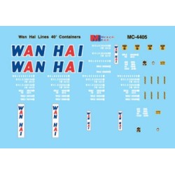 MICROSCALE DECAL MC-4405 - WAN HAI LINES LTD. 40' CONTAINERS - HO SCALE