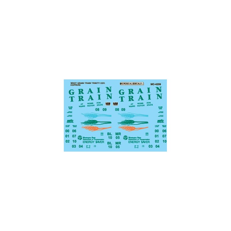 MICROSCALE DECAL MC-4259 - WASHINGTON DOT "GRAIN TRAIN" COVERED HOPPERS - HO SCALE