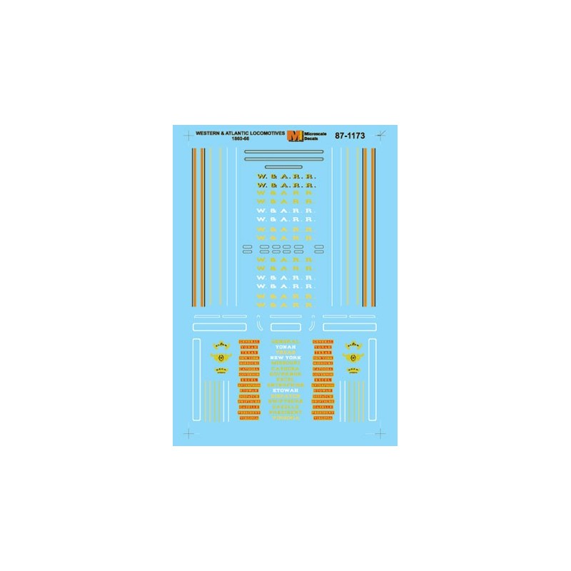 MICROSCALE DECAL 87-1173 - WESTERN & ATLANTIC STEAM LOCOMOTIVES - HO SCALE