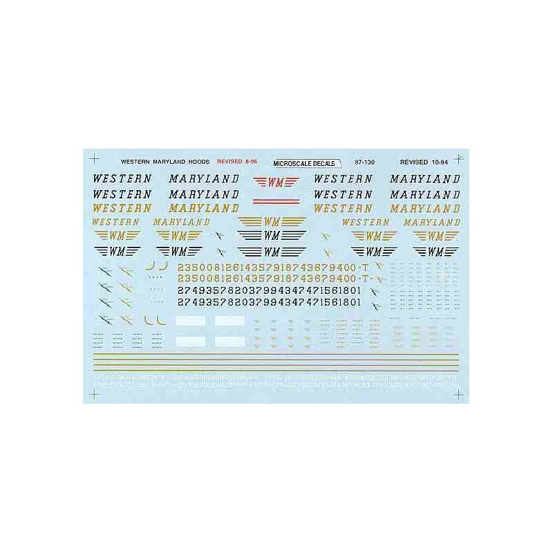 MICROSCALE DECAL 87-130 - WESTERN MARYLAND DIESEL LOCOMOTIVES - HO SCALE