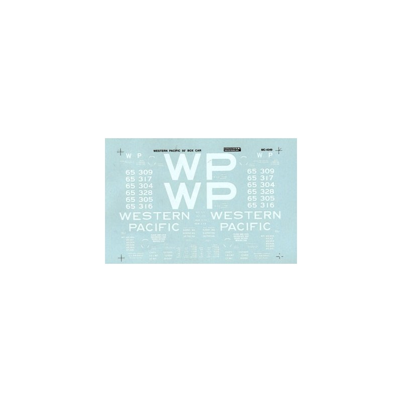 MICROSCALE DECAL MC-4349 - WESTERN PACIFIC 50' BOXCARS - HO SCALE