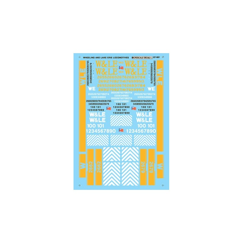 MICROSCALE DECAL 87-981 - WHEELING & LAKE ERIE DIESEL LOCOMOTIVES - HO SCALE