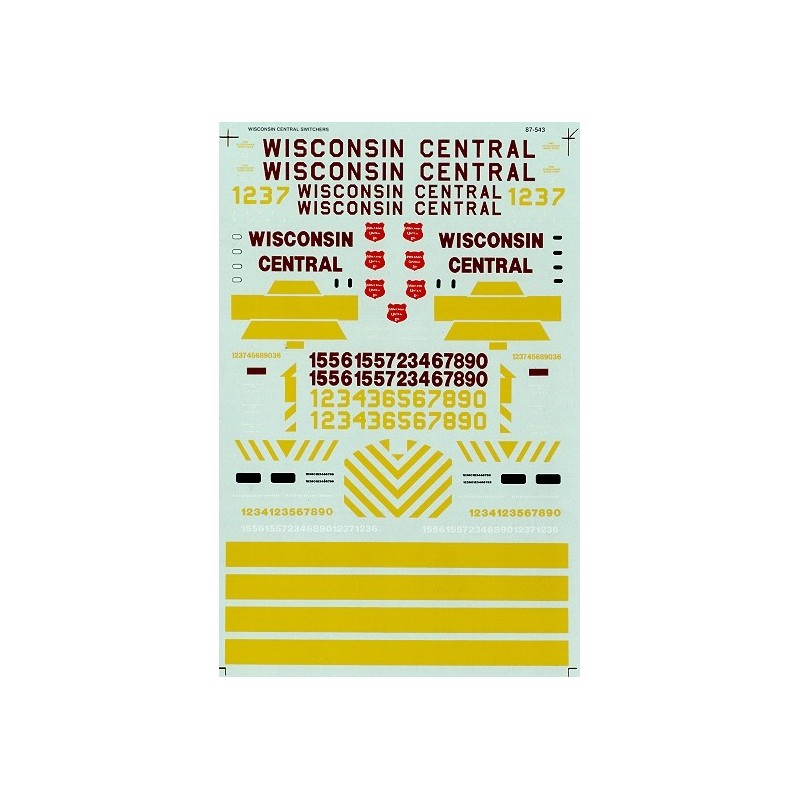 MICROSCALE DECAL 87-543 - WISCONSIN CENTRAL DIESEL LOCOMOTIVES - HO SCALE