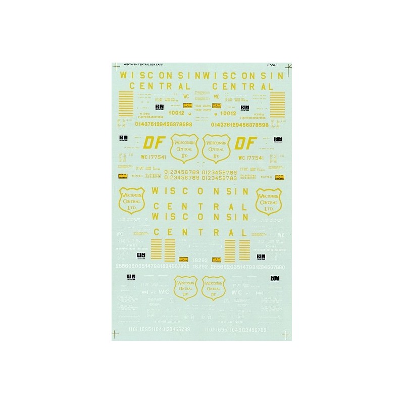 MICROSCALE DECAL 87-546 - WISCONSIN CENTRAL BOXCARS - HO SCALE