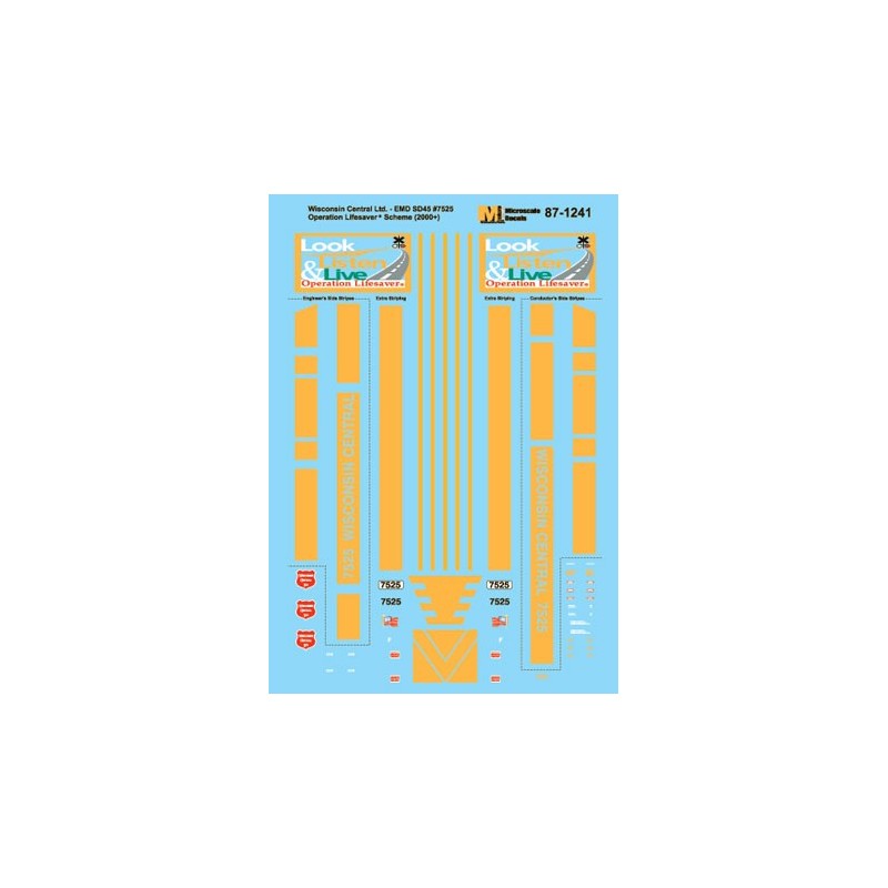 MICROSCALE DECAL 87-1241 - WISCONSIN CENTRAL DIESEL LOCOMOTIVES - HO SCALE
