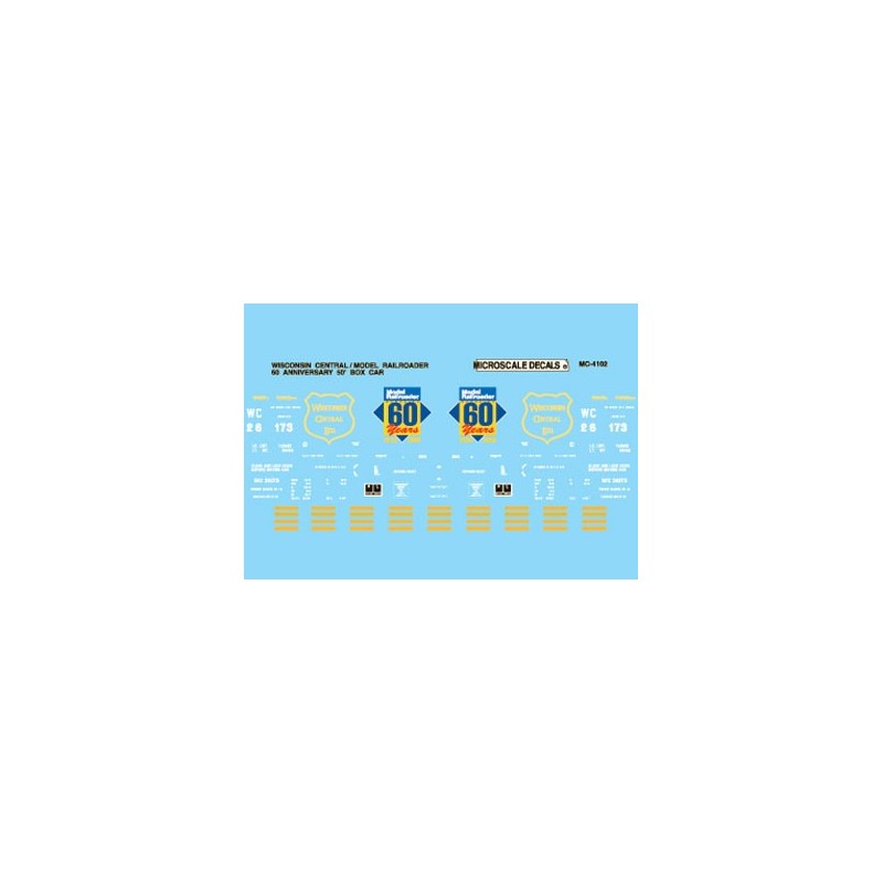 MICROSCALE DECAL MC-4102 - WISCONSIN CENTRAL 50' BOXCARS - HO SCALE